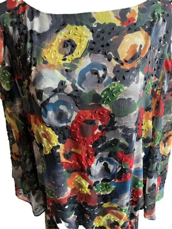 Alice + Olivia Floral Print Dress Long Sleeve Boho Shift Mini Party Cocktail - Picture 6 of 6